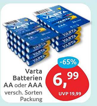 Varta Batterien AA oder AAA - verschiedene Sorten, 26er Pack