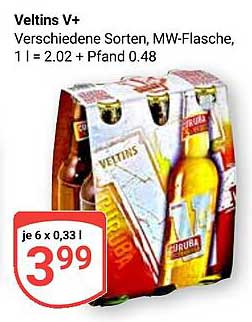 Veltins V+ - Verschiedene Sorten, 6 x 0,33 l für nur 3,99 €