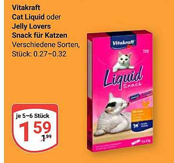Vitakraft Cat Liquid oder Jelly Lovers Snack für Katzen, je 5-6 Stück