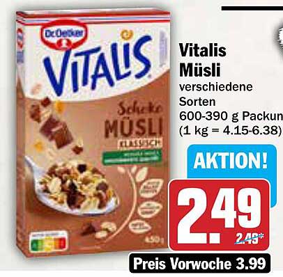 Vitalis Müsli verschiedene Sorten