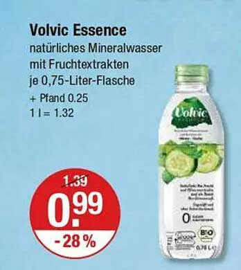 Volvic Essence natürliches Mineralwasser mit Fruchtextrakten je 0,75-Liter-Flasche
