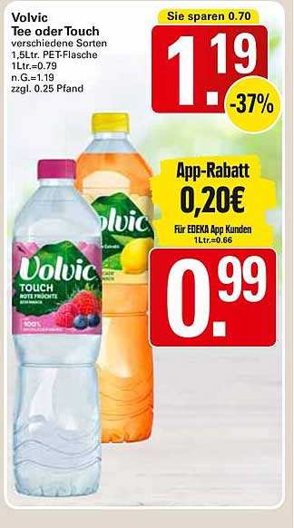 Volvic Tee oder Touch, verschiedene Sorten 1,5L, PET-Flasche