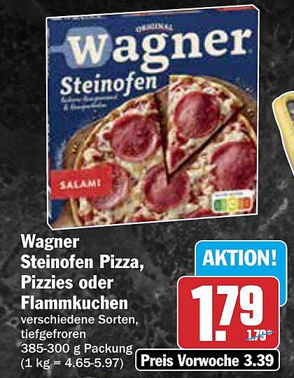 Wagner Steinofen Pizza, Pizzies oder Flammkuchen, verschiedene Sorten, tiefgefroren 385-300 g Packung