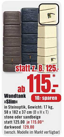 Wandtank »Slim« in Steinoptik