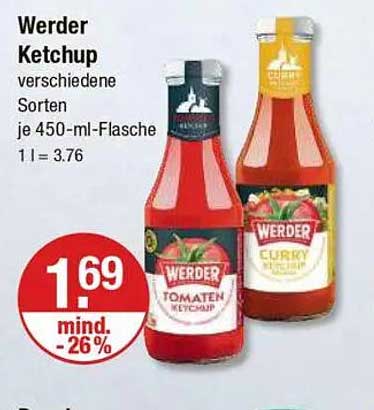 Werder Ketchup verschiedene Sorten je 450-ml-Flasche
