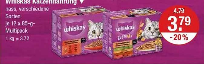 Whiskas Katzenfutter, nass, verschiedene Sorten, Multipack