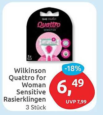 Wilkinson Quattro for Woman Sensitive Rasierklingen 3 Stück