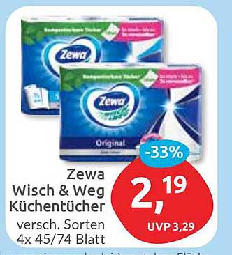 Zewa Wisch & Weg Küchentücher 4x 45/74 Blatt - Original