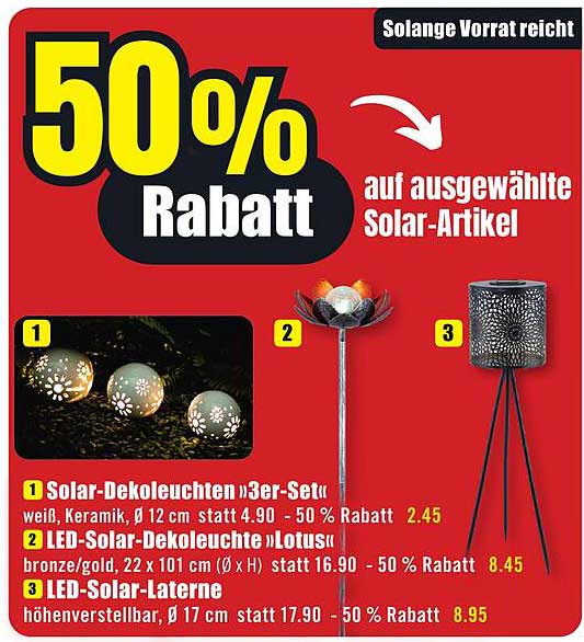 50% Rabatt auf ausgewählte Solar-Artikel