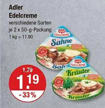 Adler Edelcreme verschiedene Sorten je 2 x 50-g-Packung
