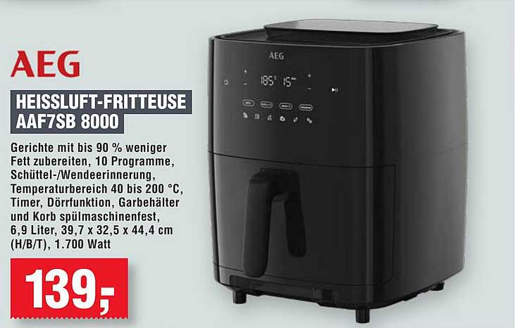AEG Heißluft-Fritteuse AAF7SB 8000