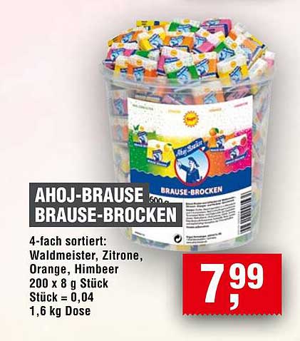 AHOJ-BRAUSE BRAUSE-BROCKEN 4-fach sortiert: Waldmeister, Zitrone, Orange, Himbeere