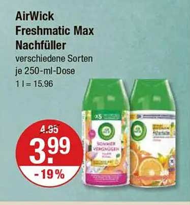 AirWick Freshmatic Max Nachfüller verschiedene Sorten je 250-ml-Dose