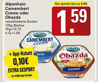 Alpenhain Camembert Creme oder Obazda 125g Becher
