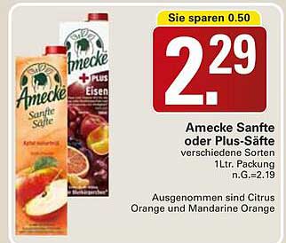 Amecke Sanfte Säfte oder Plus-Säfte 1L - Verschiedene Sorten
