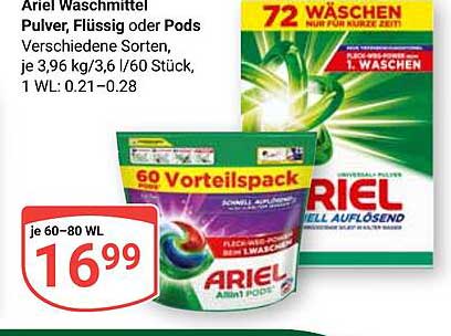 Ariel Waschmittel Pulver, Flüssig oder Pods - Verschiedene Sorten