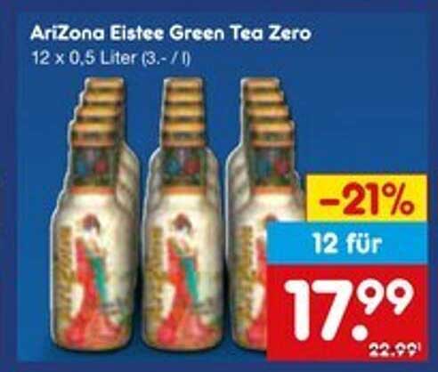 AriZona Eistee Green Tea Zero 12 x 0,5 Liter