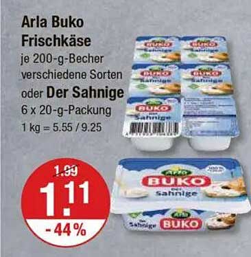 Arla Buko Frischkäse - je 200-g-Becher oder Der Sahnige 6 x 20-g-Packung