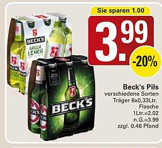 Beck's Pils - verschiedene Sorten im Angebot!
