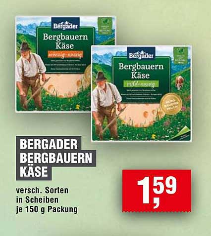 Bergader Bergbauern Käse - verschiedene Sorten in Scheiben, je 150 g Packung