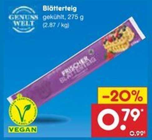 Blätterteig, gekühlt, 275 g - jetzt nur 0,79 €