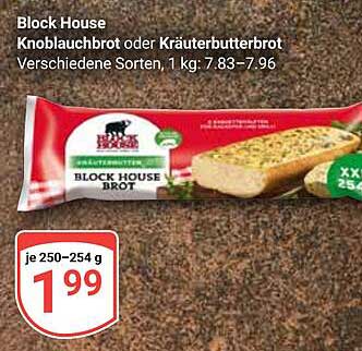 Block House Knoblauchbrot oder Kräuterbutterbrot, je 250–254 g