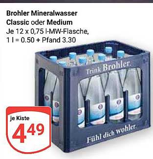 Brohler Mineralwasser Classic oder Medium - 12er Kiste