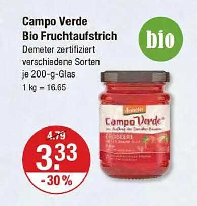 Campo Verde Bio Fruchtaufstrich Erdbeere 200-g-Glas
