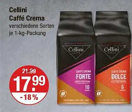Cellini Caffé Crema verschiedene Sorten je 1-kg-Packung