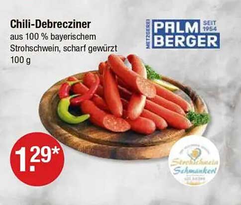 Chili-Debrecziner aus 100 % bayerischem Strohspeck