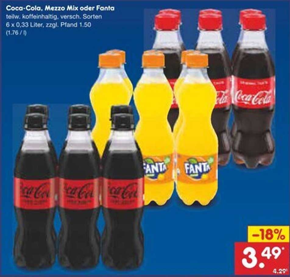 Coca-Cola, Mezzo Mix oder Fanta 6 x 0,33 Liter