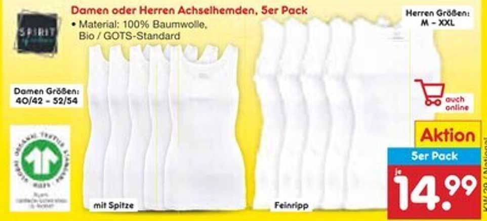 Damen oder Herren Achselhemden, 5er Pack