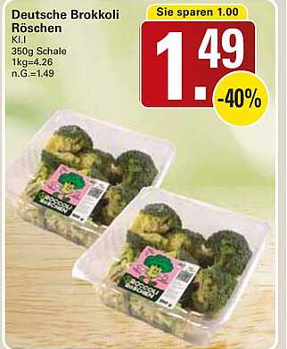 Deutsche Brokkoli Röschen 350g Schale