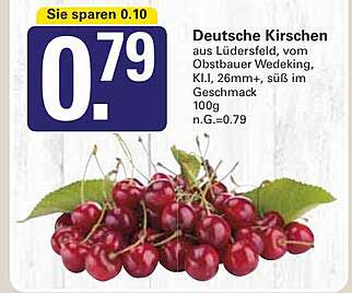 Deutsche Kirschen aus Lüdersfeld, vom Obstbauer Wedeking, K.I.1, 26mm+, süß im Geschmack 100g