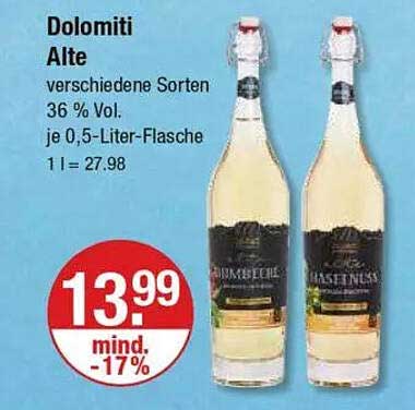 Dolomiti Alte - verschiedene Sorten 36 % Vol. je 0,5-Liter-Flasche