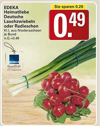 EDEKA Heimatliebe Deutsche Lauchzwiebeln oder Radieschen je Bund