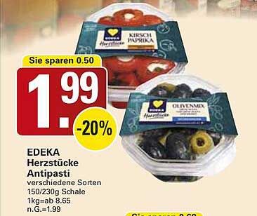 EDEKA Herzstücke Antipasti verschiedene Sorten 150/230g Schale