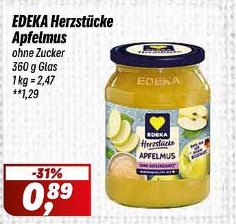EDEKA Herzstücke Apfelmus ohne Zucker