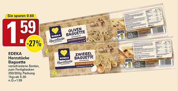 EDEKA Herzstücke Baguette - verschiedene Sorten, zum Fertigbacken