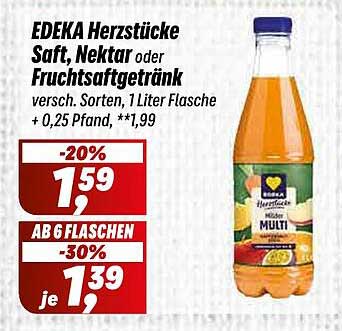 EDEKA Herzstücke Saft, Nektar oder Fruchtsaftgetränk 1 Liter Flasche