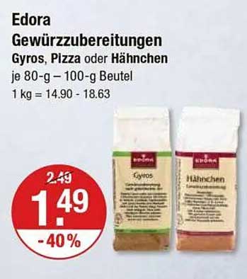 Edora Gewürzzubereitungen Gyros, Pizza oder Hähnchen je 80-g – 100-g Beutel