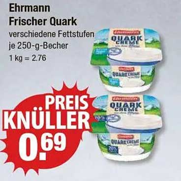 Ehrmann Frischer Quark verschiedene Fettstufen je 250-g-Becher