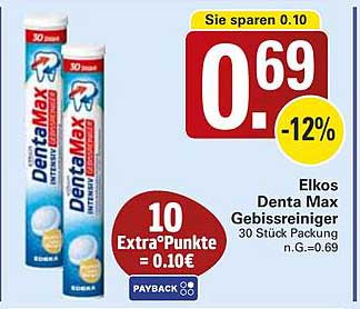 Elkos Denta Max Gebissreiniger 30 Stück Packung