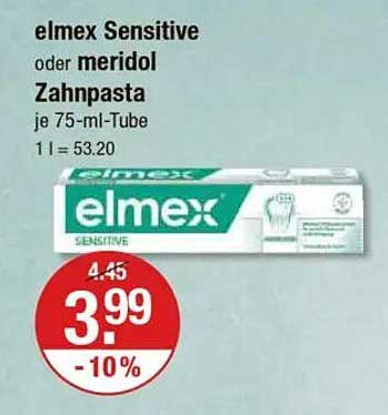 elmex Sensitive oder meridol Zahnpasta je 75-ml-Tube
