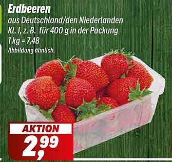 Erdbeeren aus Deutschland und den Niederlanden, 400 g Packung