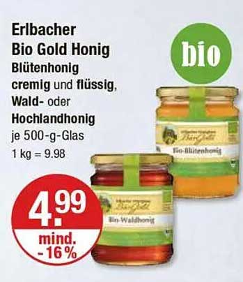 Erlbacher Bio Gold Honig – Blütenhonig cremig und flüssig, Wald- oder Hochlandhonig