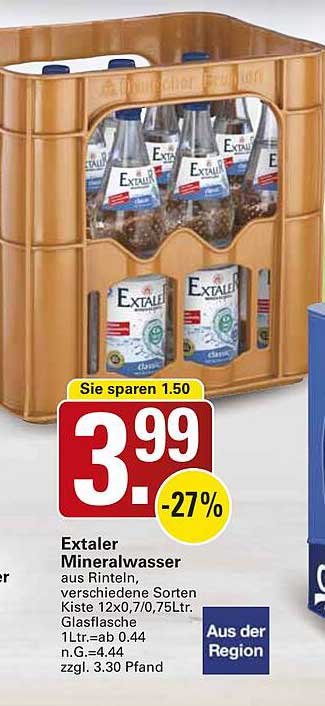 Extaler Mineralwasser 12x0,7L Glasflasche