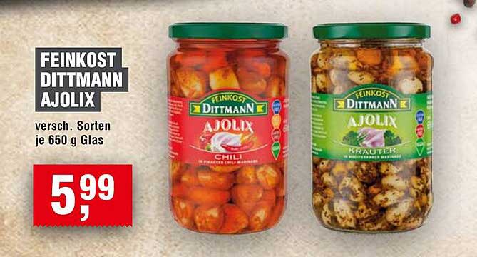 FEINKOST DITTMANN AJOLIX - Verschiedene Sorten je 650 g Glas