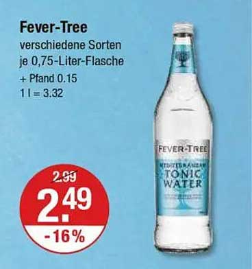 Fever-Tree verschiedene Sorten je 0,75-Liter-Flasche + Pfand 0.15