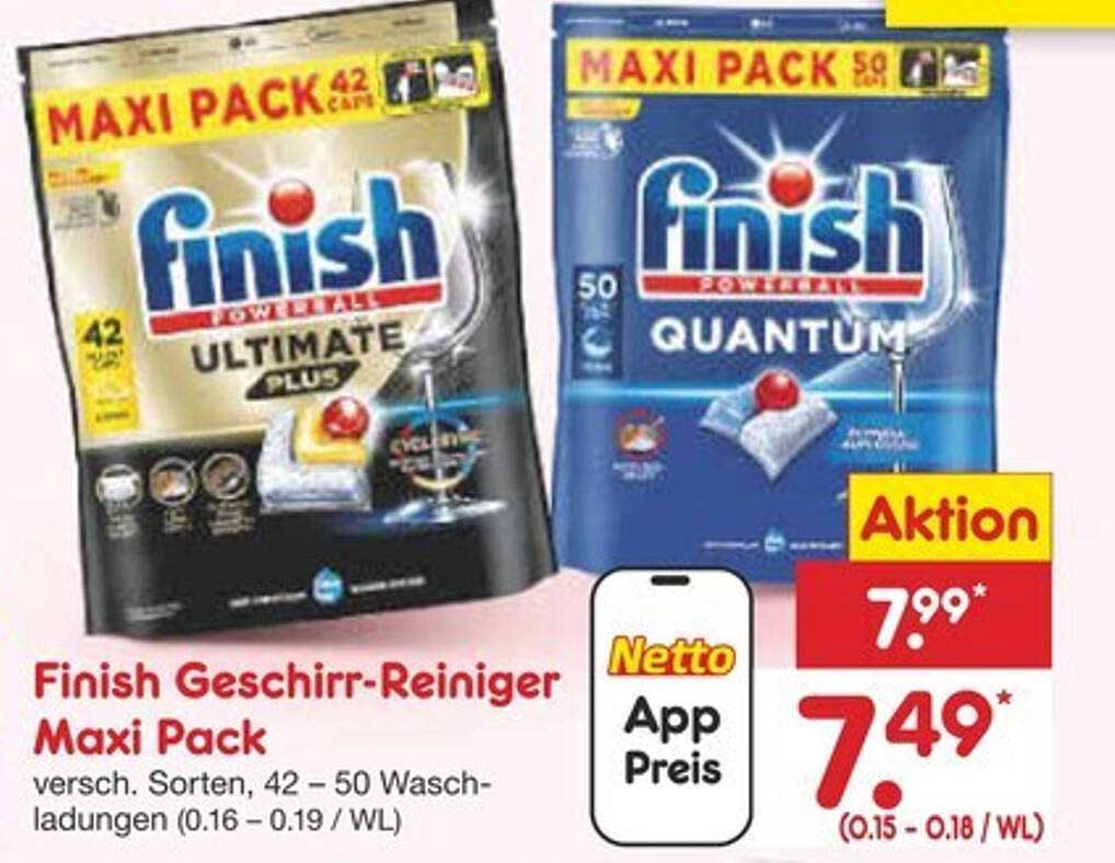 Finish Geschirr-Reiniger Maxi Pack - verschiedene Sorten, 42 - 50 Waschladungen